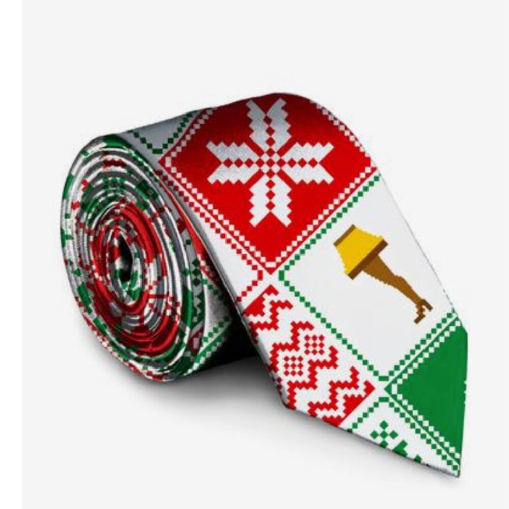 New Shinesty Patchwork Ugly Christmas Sweater Tie